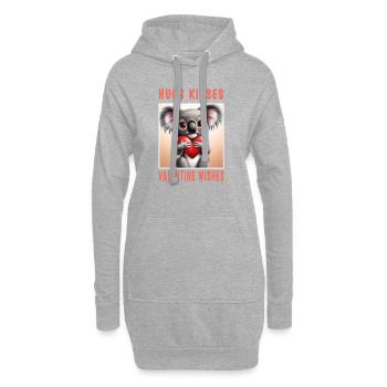 Câlins Bisous et souhaits Valentin - Sweat-shirt à capuche long Femme - gris chiné - Devant