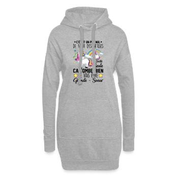 Je vais être grande soeur - Sweat-shirt à capuche long Femme - gris chiné - Devant