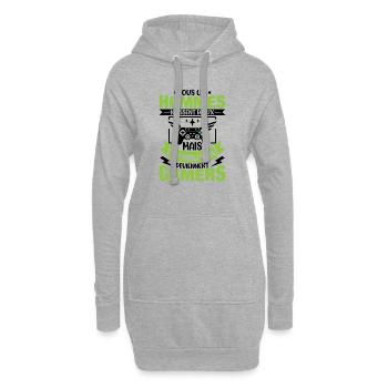 Hommes naissent égaux meilleurs deviennent gamers - Sweat-shirt à capuche long Femme - gris chiné - Devant