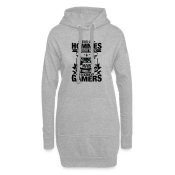 Hommes naissent égaux meilleurs deviennent gamers - Sweat-shirt à capuche long Femme - gris chiné - Devant