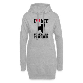 Yorkshire Terrier - Hoodie-Kleid - Grau meliert - Vorne
