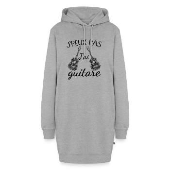J'peux pas j'ai guitare - Sweat-shirt à capuche long Femme - gris chiné - Devant