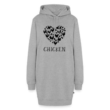 Chicken Full Heart - Hoodie Dress - heather grey - Front