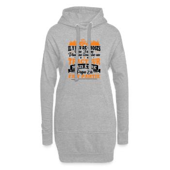 J'aime un Tracteur et Papa / Humour cadeau papa - Sweat-shirt à capuche long Femme - gris chiné - Devant