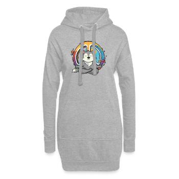 Hippie Wolf Friedenszeichen Yoga Cool Wolf Lustiger Hippie - Hoodie-Kleid - Grau meliert - Vorne