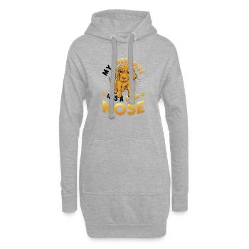Mon thérapeute a le nez froid, amoureux des chiens - Sweat-shirt à capuche long Femme - gris chiné - Devant