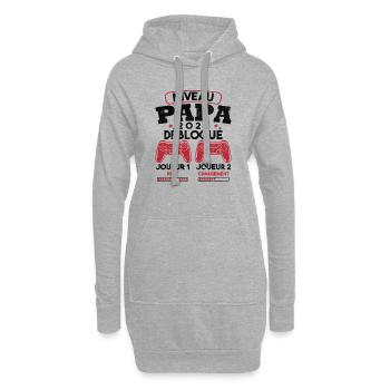 Niveau papa débloqué futur père 2023 - Sweat-shirt à capuche long Femme - gris chiné - Devant