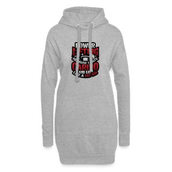Funny Power Lifting Gewichtheben - Hoodie-Kleid - Grau meliert - Vorne