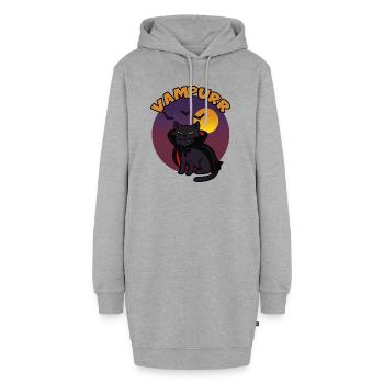 Chat mignon vampire Chat noir drôle vampurr - Sweat-shirt à capuche long Femme - gris chiné - Devant