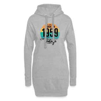 Millésime Fabriqué en 1959 Année de naissance 1959 Anniversaire - Sweat-shirt à capuche long Femme - gris chiné - Devant