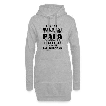 Le meilleur papa quand on a deux fille - Sweat-shirt à capuche long Femme - gris chiné - Devant