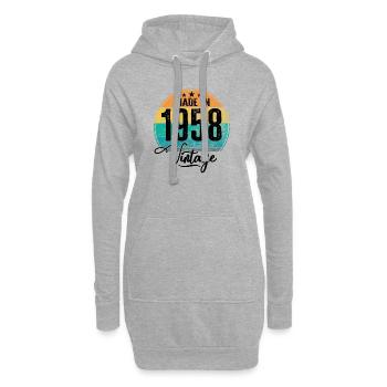 Vintage Made in 1958 Geburtsjahr 1958 Geburtstag - Hoodie-Kleid - Grau meliert - Vorne