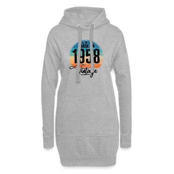 Vintage Made in 1958 Geburtsjahr 1958 Geburtstag - Hoodie-Kleid - Grau meliert - Vorne