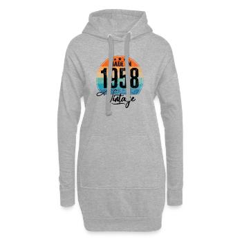 Vintage Made in 1958 Geburtsjahr 1958 Geburtstag - Hoodie-Kleid - Grau meliert - Vorne