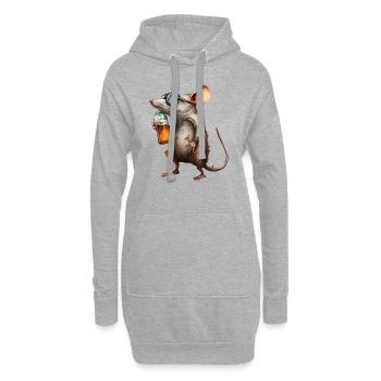 Lustige Bier Maus mit Brille - Hoodie-Kleid - Grau meliert - Vorne