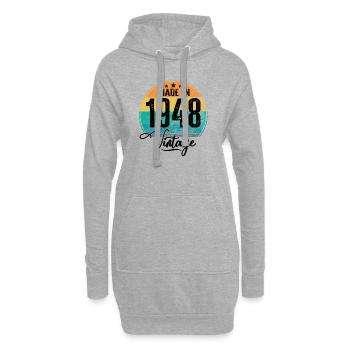Millésime fabriqué en 1948 Année de naissance 1948 Anniversaire - Sweat-shirt à capuche long Femme - gris chiné - Devant