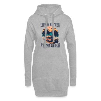 La vie est meilleure à la plage - Rétro - Sweat-shirt à capuche long Femme - gris chiné - Devant