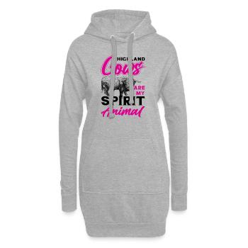 Schottische Hochlandrinder Highland Cattle - Hoodie-Kleid - Grau meliert - Vorne