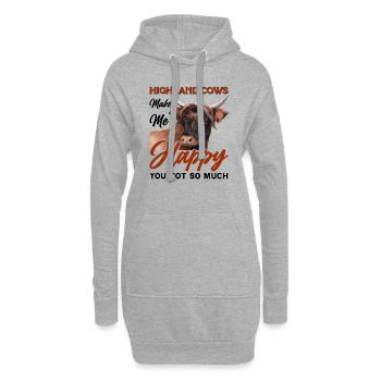 Schottische Hochlandrinder Highland Cattle - Hoodie-Kleid - Grau meliert - Vorne