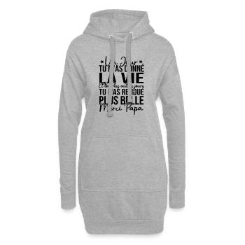 Un jour tu m'as donné la vie, Merci papa - Sweat-shirt à capuche long Femme - gris chiné - Devant