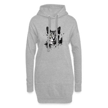 Chat du Bengale dans l’art abstrait en noir et blanc - Sweat-shirt à capuche long Femme - gris chiné - Devant