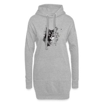 Maine Coon Cat en noir et blanc Art abstrait - Sweat-shirt à capuche long Femme - gris chiné - Devant