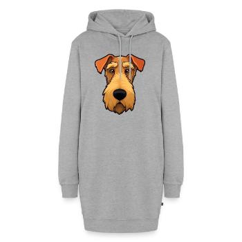 Airedale Terrier Head Cartoon Comic Hunde Liebe - Hoodie-Kleid - Grau meliert - Vorne