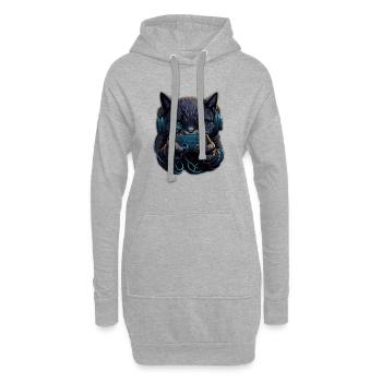 Gaming Katze - Hoodie-Kleid - Grau meliert - Vorne