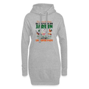 J'aime mon jardin et un super papi - Sweat-shirt à capuche long Femme - gris chiné - Devant
