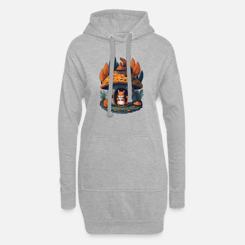Pilz-Cottage-Eichhörnchen - Hoodie-Kleid - Grau meliert