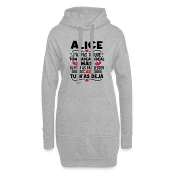 Alice j'ai pas trouvé ton cadeau idéal... - Sweat-shirt à capuche long Femme - gris chiné - Devant