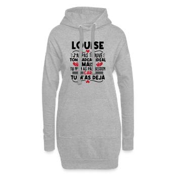 Louise j'ai pas trouvé ton cadeau idéal... - Sweat-shirt à capuche long Femme - gris chiné - Devant