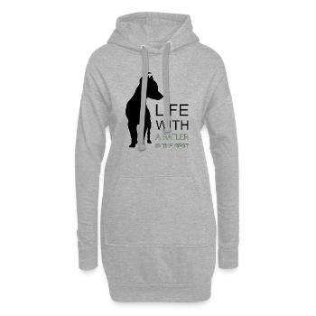 Das Leben mit einem Ratler ist das Beste - Hoodie-Kleid - Grau meliert - Vorne