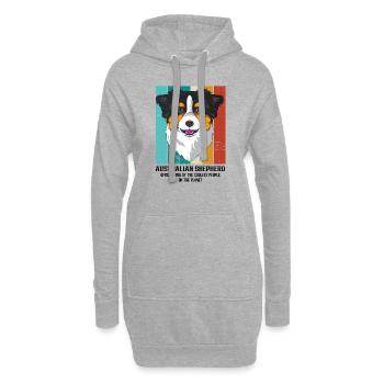 Australischer Schäferhund - Hoodie-Kleid - Grau meliert - Vorne