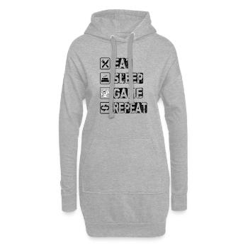 Eat Sleep Game Repeat - Hoodie-Kleid - Grau meliert - Vorne