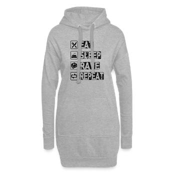 Eat Sleep Rave Repeat - Hoodie-Kleid - Grau meliert - Vorne