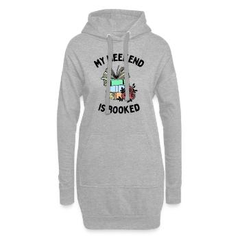 Mein Wochenende ist gebucht Lustige Bücherwurm-Leute - Hoodie-Kleid - Grau meliert - Vorne