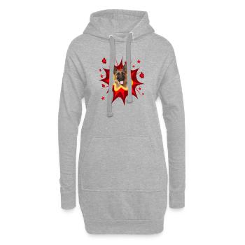 Comic Hund Design - Pow - Schäferhund - Hoodie-Kleid - Grau meliert - Vorne