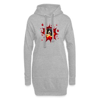 Comic Dog Design - Pow - Bouvier Bernois - Sweat-shirt à capuche long Femme - gris chiné - Devant