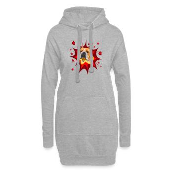 Comic Hund Design - Pow - Bulldog - Bull Dog - Sweat-shirt à capuche long Femme - gris chiné - Devant