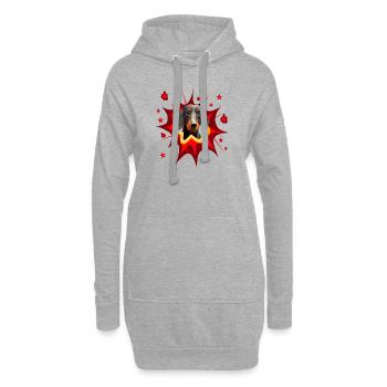 Comic Hund Design - Pow - Dachshund - Dackel - Hoodie-Kleid - Grau meliert - Vorne