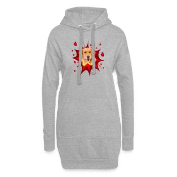 Comic Hund Design - Pow - Golden Retriever - Hoodie-Kleid - Grau meliert - Vorne