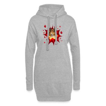 Conception de chien comique - Pow - Collie - Sweat-shirt à capuche long Femme - gris chiné - Devant