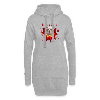 Conception de chien comique - Pow - Clumber Spaniel - Sweat-shirt à capuche long Femme - gris chiné - Devant