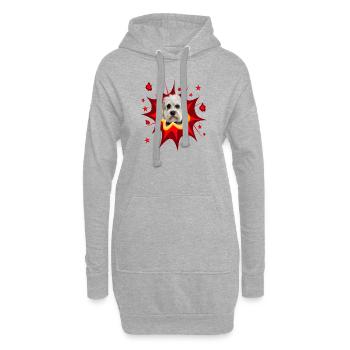 Comic Hund Design - Pow - Dandy Dinmont Terrier - Hoodie-Kleid - Grau meliert - Vorne