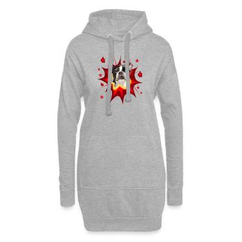 Conception de chien comique - Pow - Boston Terrier - Sweat-shirt à capuche long Femme - gris chiné - Devant