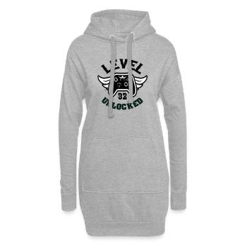 Level 32 Unlocked 32 Geburtstag - Hoodie-Kleid - Grau meliert - Vorne