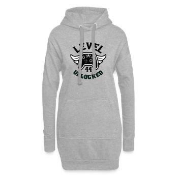 Level 44 Unlocked 44 Geburtstag - Hoodie-Kleid - Grau meliert - Vorne