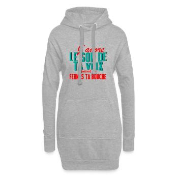 J'adore le son de ta voix quand tu fermes ta - Sweat-shirt à capuche long Femme - gris chiné - Devant