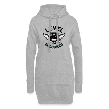 Niveau 72 Débloqué 72 Anniversaire - Sweat-shirt à capuche long Femme - gris chiné - Devant